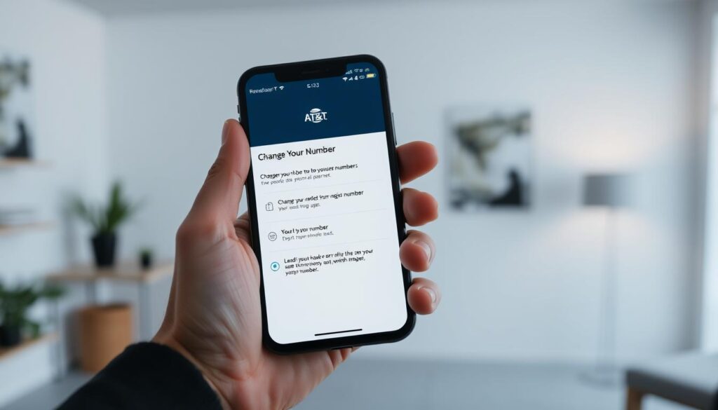 AT&T number change through mobile app