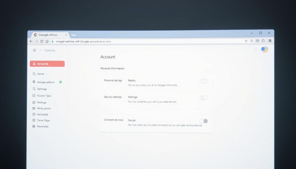 Google account settings page