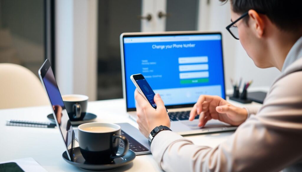 changing phone number online