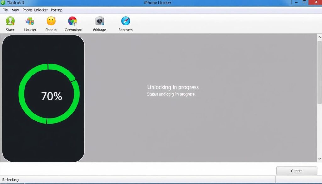 iPhone Unlocker process progress screen