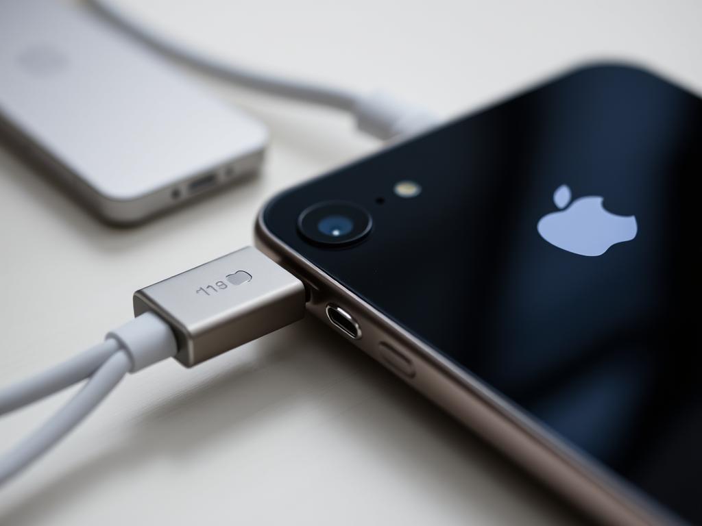 iPhone being connected to computer with USB cable