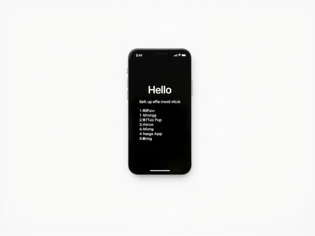 iPhone showing Hello setup screen after unlock