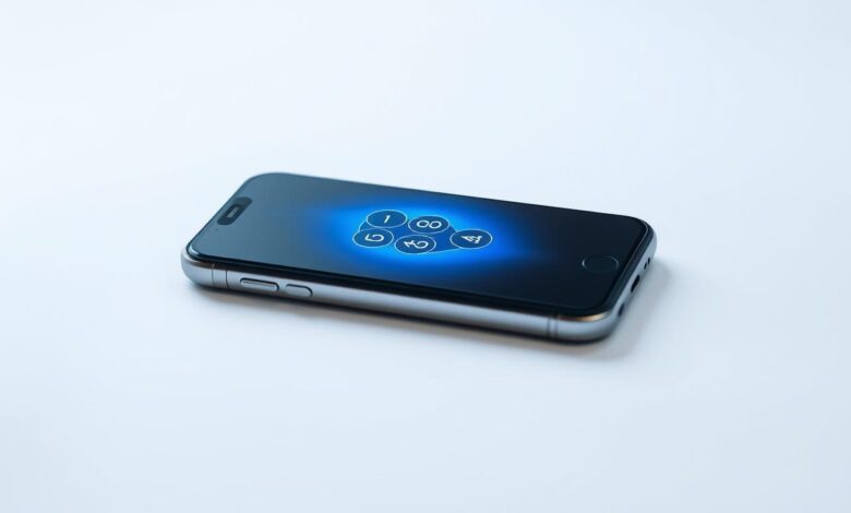 iPhone with lock screen showing passcode entry